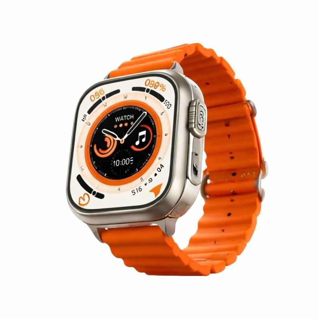 T800 Ultra Smart Watch – 1.99 Inch Bluetooth Calling Smartwatch with Heart Rate, Sleep & Sport Modes, IP67 Water Resistant (Orange Strap)